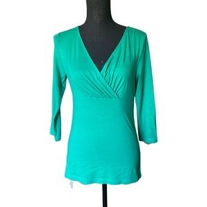 Ann Taylor LOFT Women Green 3/4 Sleeve Top Xs